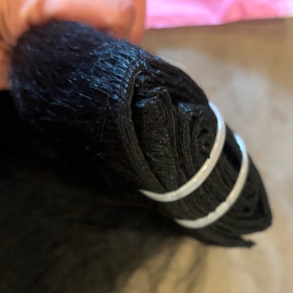 Human hair Kinky straight clip in hair extensions NWT - Picture 3 of 7